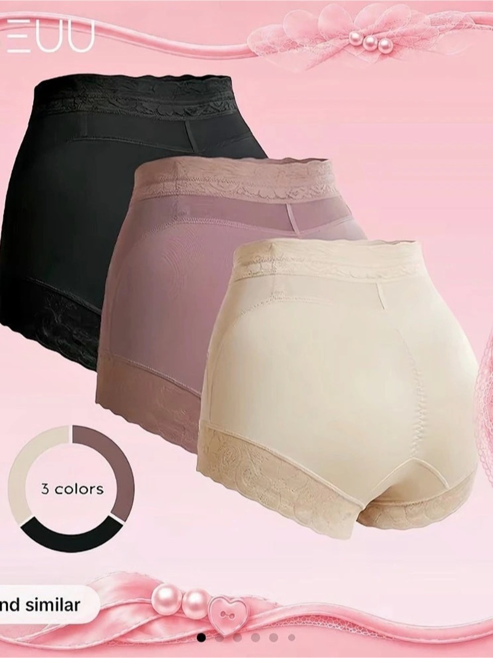 BBEU Lace Shapewear Shorts in Purple & Cream NWT - set of 2